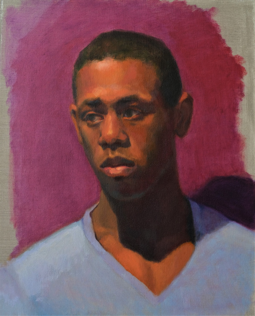 Justin by Kathleen Moore. Oil on Linen portrait. 20 x 16 inches.