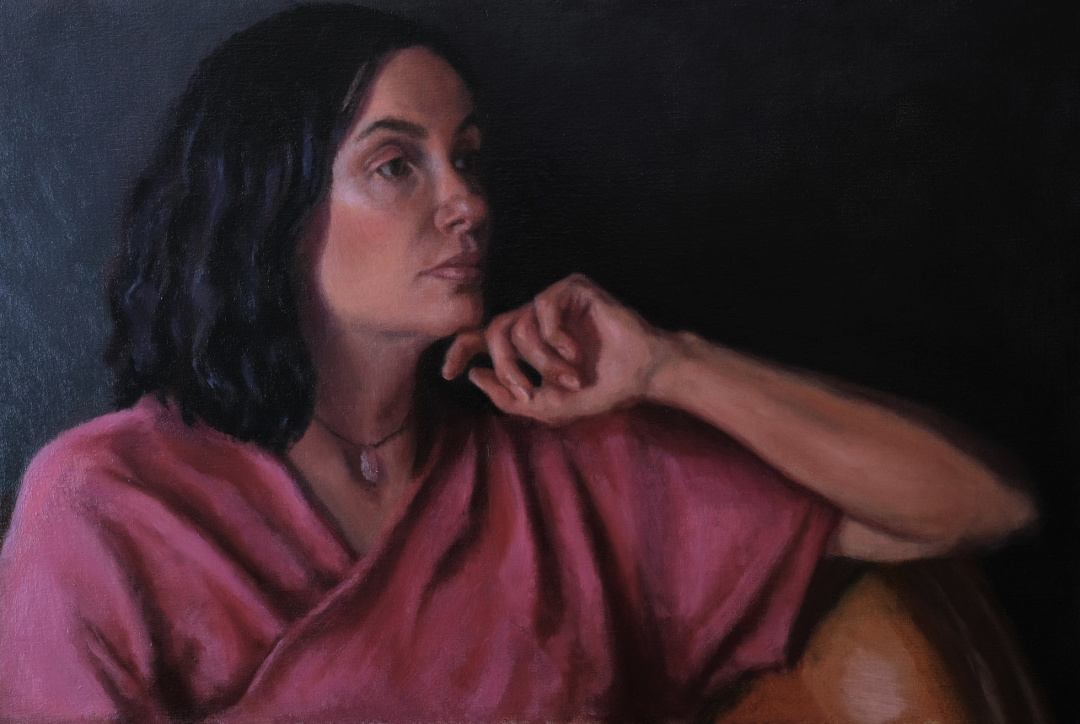 Tuesday Afternoon by Kathleen Moore. Oil on Linen portrait. 16 x 24 inches